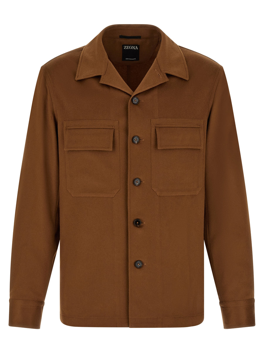 Zegna 100% cashmere overshirt in brown