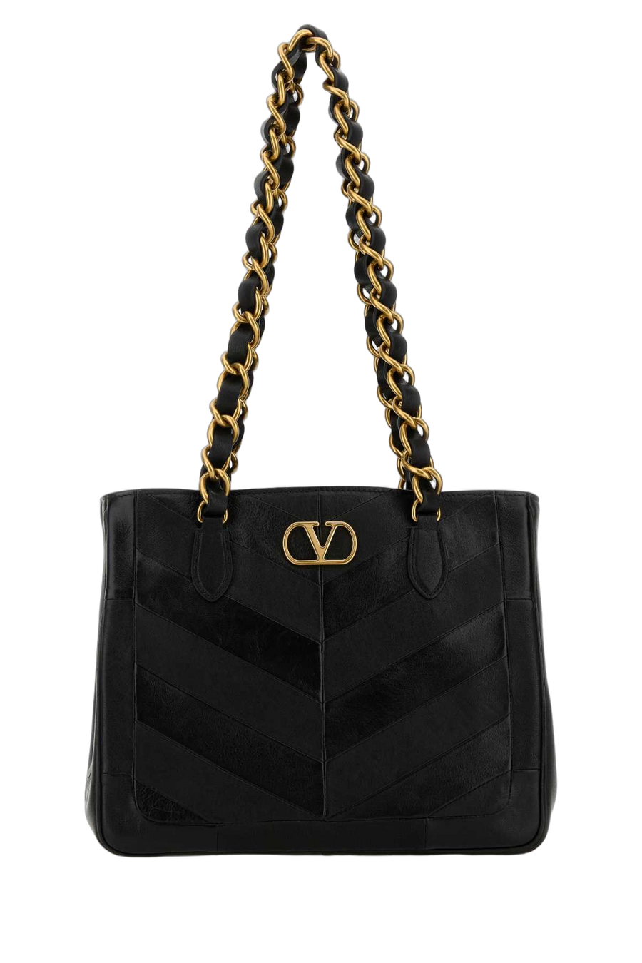 Valentino Garavani Exterior: 100% Leather; Lining: 100% Leather; Finishing: Antiqued golden metal shoulder bag in black