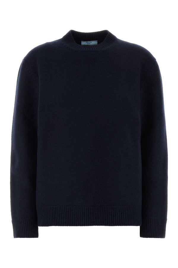 Navy Blue Wool Sweater Bleu Exterior: Virgin Maglieria