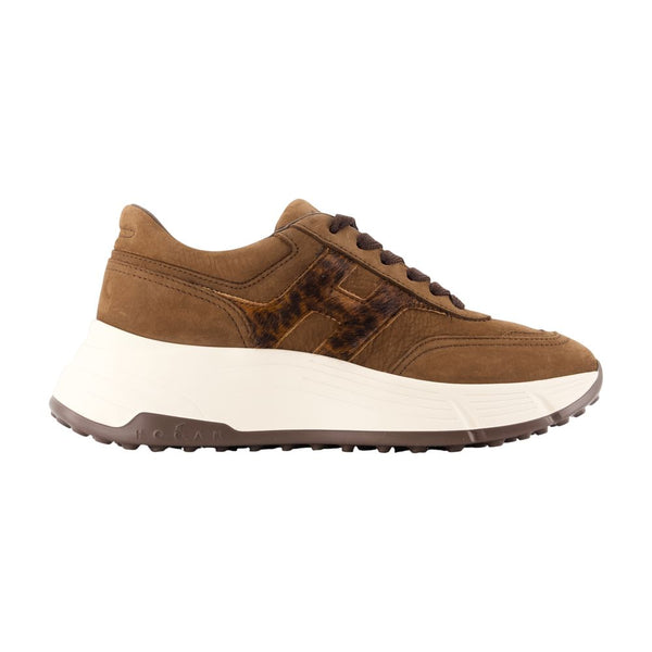 Hogan calfskin sneaker in brown