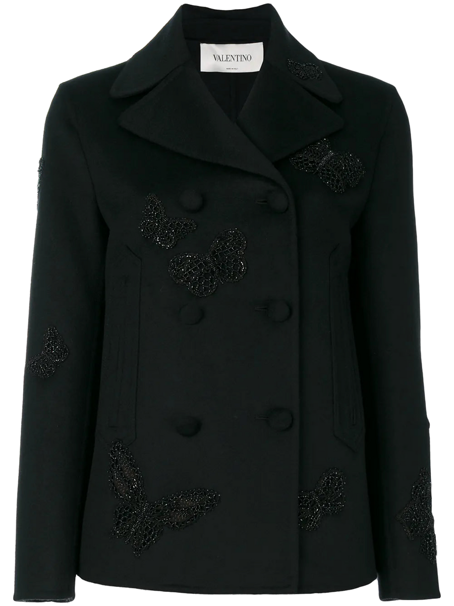 Valentino Wool blend and silk blazer in black