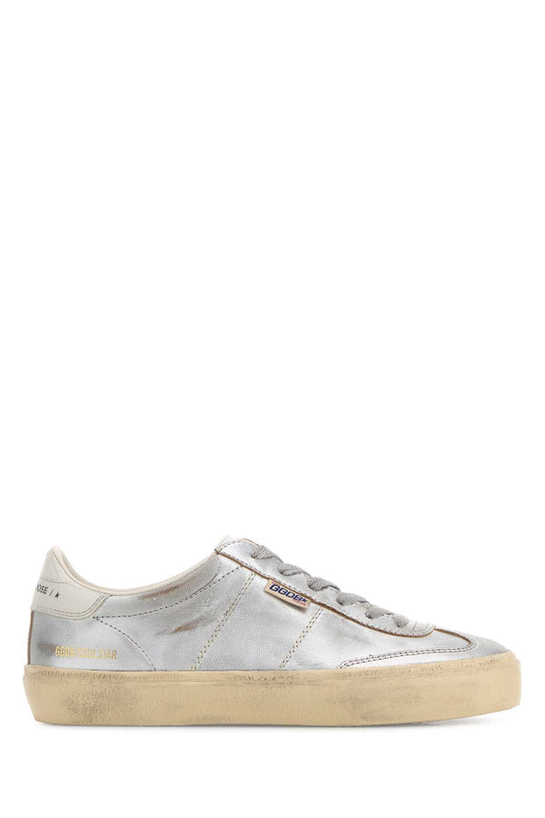 Golden Goose Deluxe Brand Laminated Exterior: 100% Leather; Interior: 100% Leather sneaker in silver