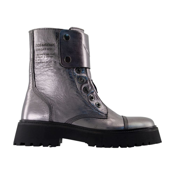 Zadig & Voltaire calfskin ankle boot in silver