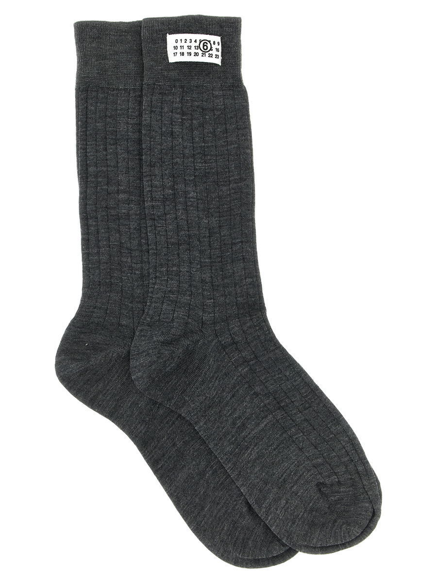 MM6 Maison Margiela 90% wool socks in gray