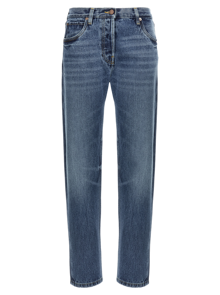 Blue Cotton Straight-Leg Jeans Clothing