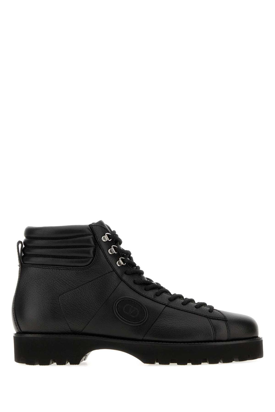 Black Leather Vlogo Signature Ankle Boots Nero Stivali