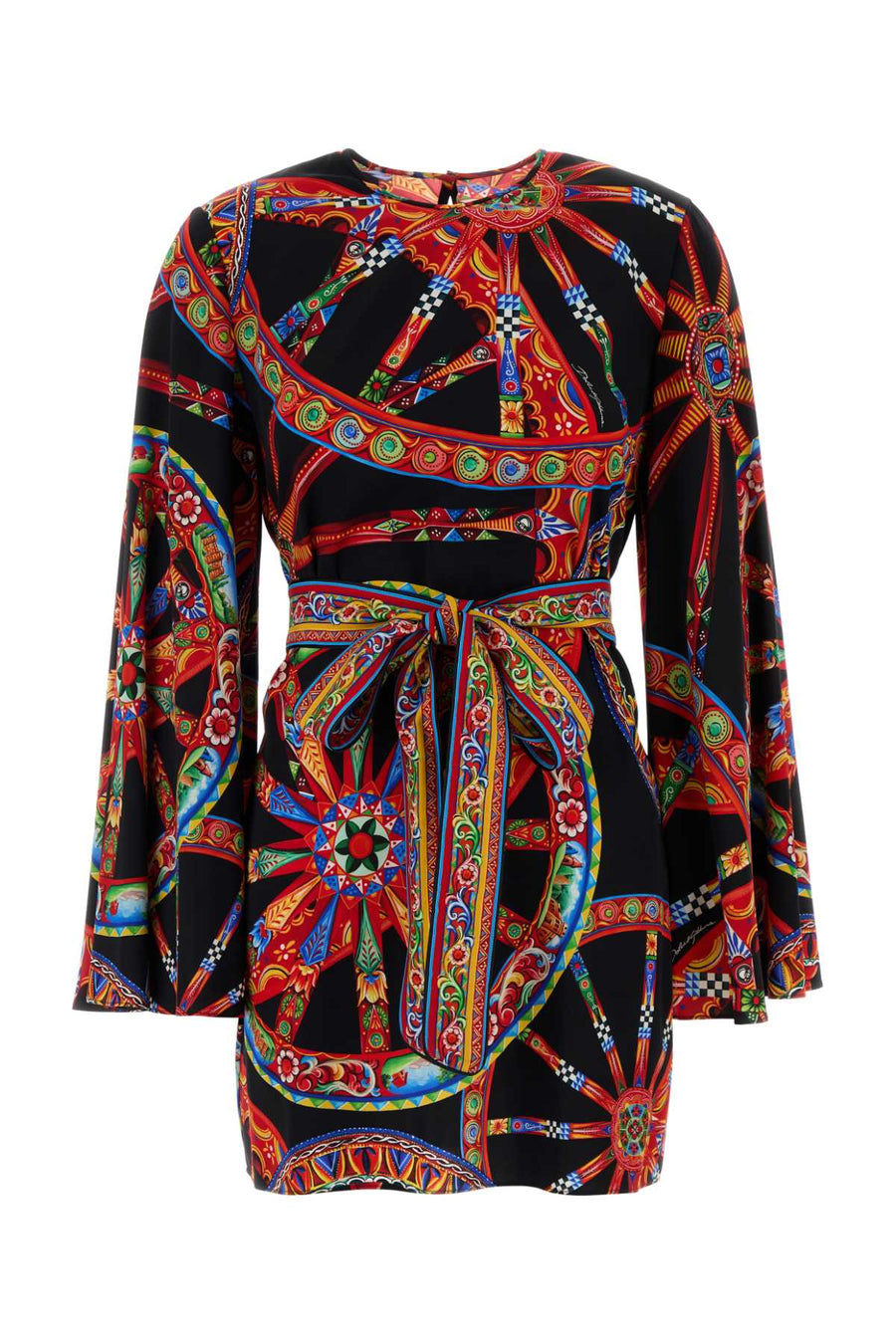 Printed Stretch Crepe Dress Ruote Carretto Fnero Exterior: Silk Elastane Camicie