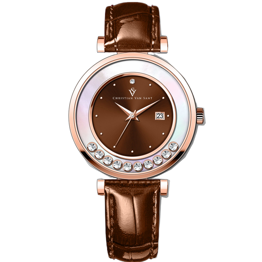 Christian Van Sant Stainless steel case watch in brown