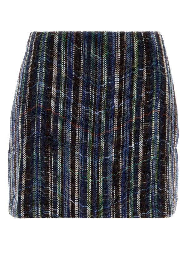 Embroidered Wool Blend Mini Skirt Multiblu Exterior: Viscose Gonne