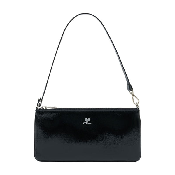 Courreges calfskin shoulder bag in black