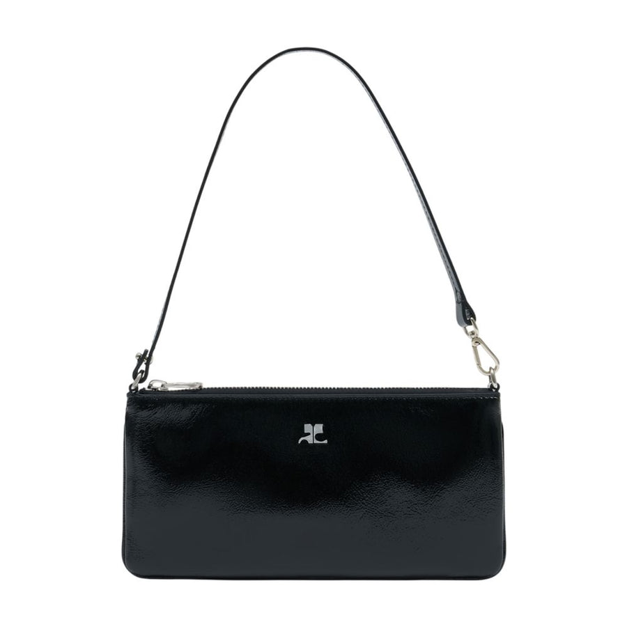 Courreges calfskin shoulder bag in black