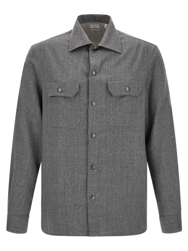 Brunello Cucinelli 100% Virgin Wool overshirt in gray