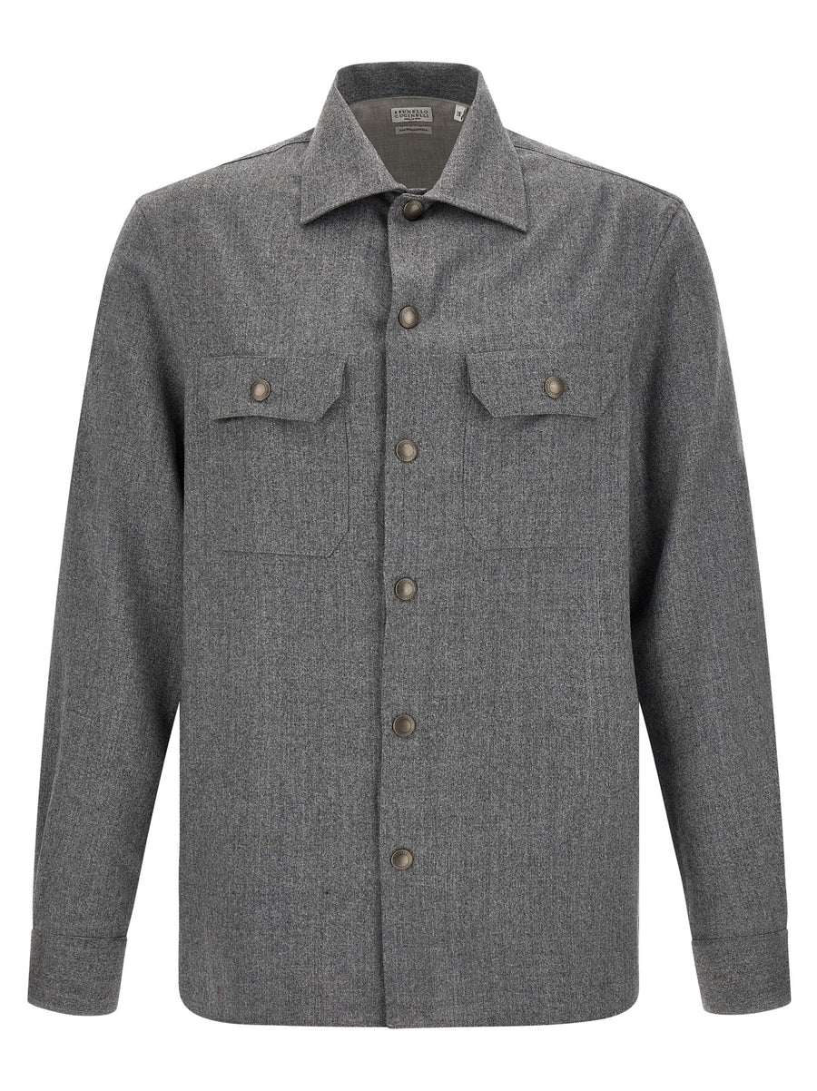 Brunello Cucinelli 100% Virgin Wool overshirt in gray