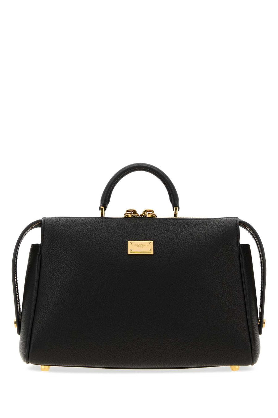 Dolce & Gabbana Vintage Exterior: 100% Calf; Lining: 100% Fabric; Finishing: Golden metal top handle bag in black
