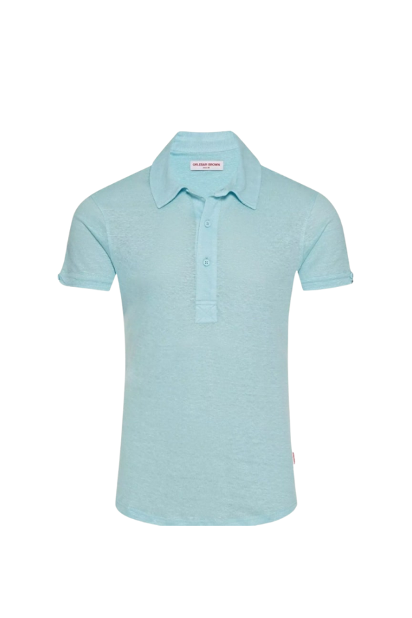 Orlebar Brown 100% Linen polo in blue