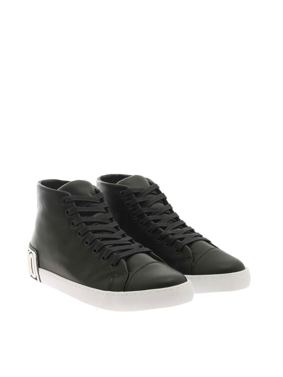 Moschino Leather high-top sneaker in black