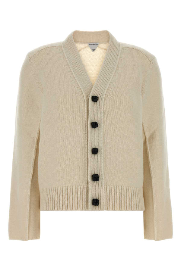 Ivory Wool Blend Cardigan Beige Exterior: Nylon Elastane Maglieria