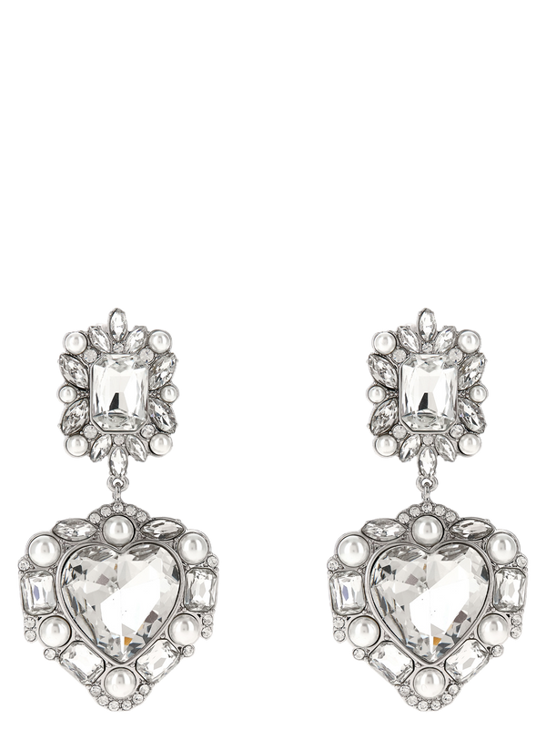 Self-Portrait Silver-plated brass with faux pearls and crystals earrings in silver