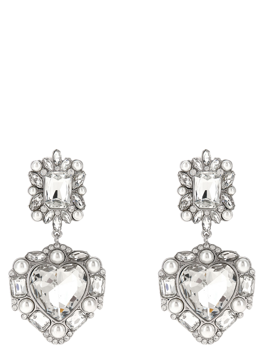 Self-Portrait Silver-plated brass with faux pearls and crystals earrings in silver
