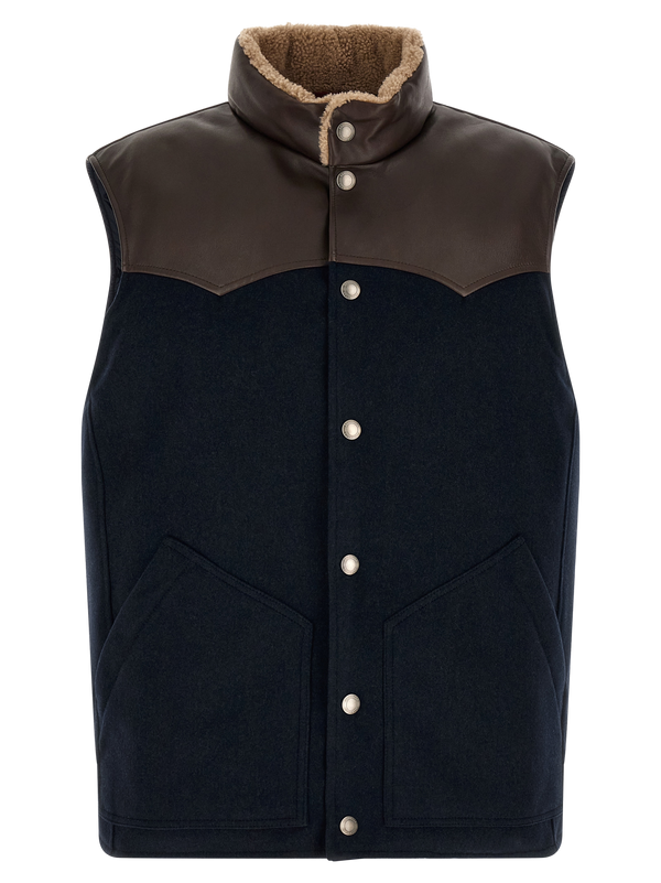 Brunello Cucinelli Wool flannel vest in navy