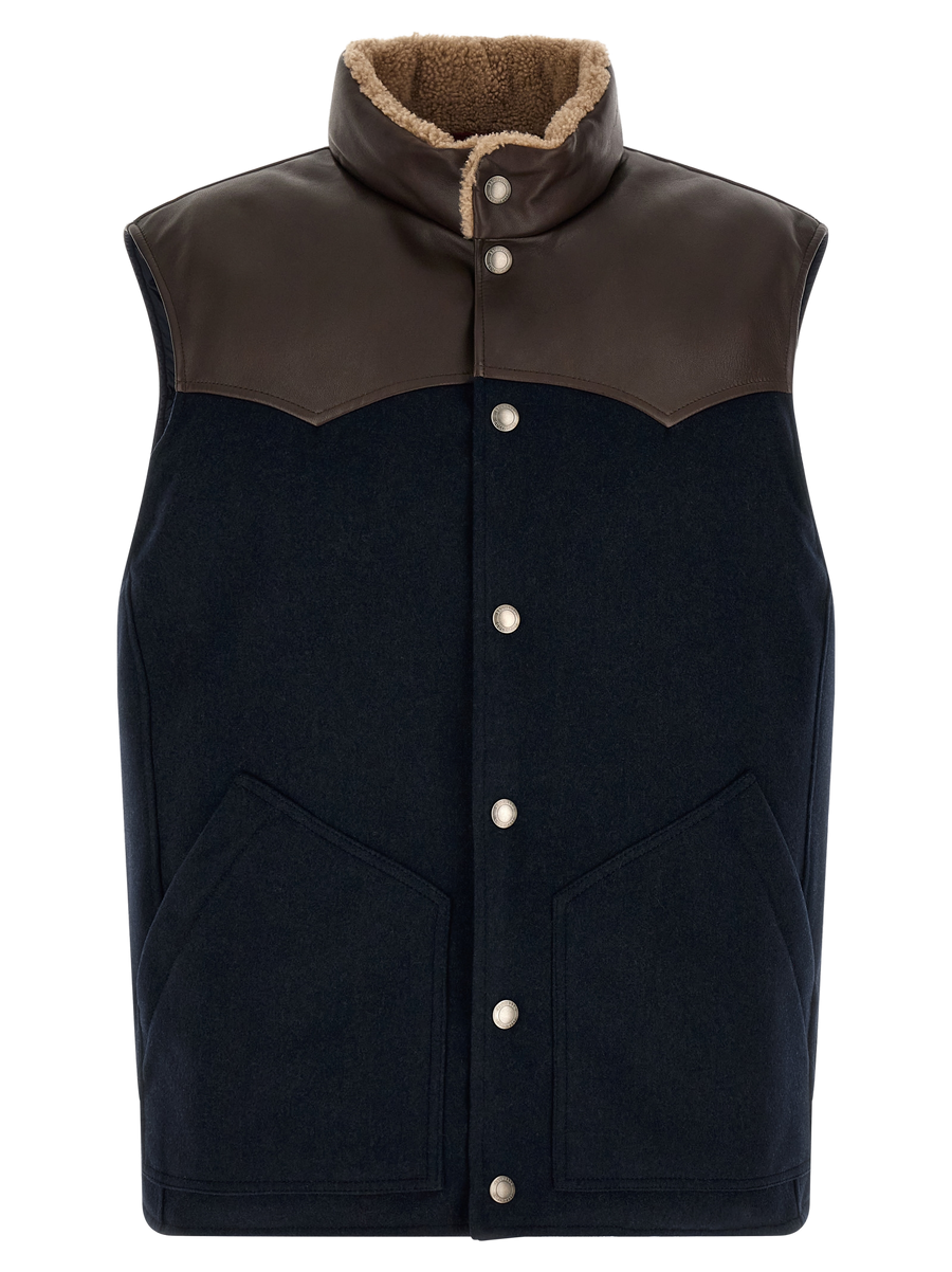 Brunello Cucinelli Wool flannel vest in navy