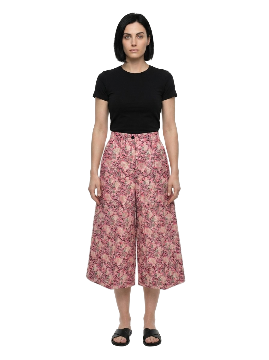 Multicolor Cotton Casual Pants