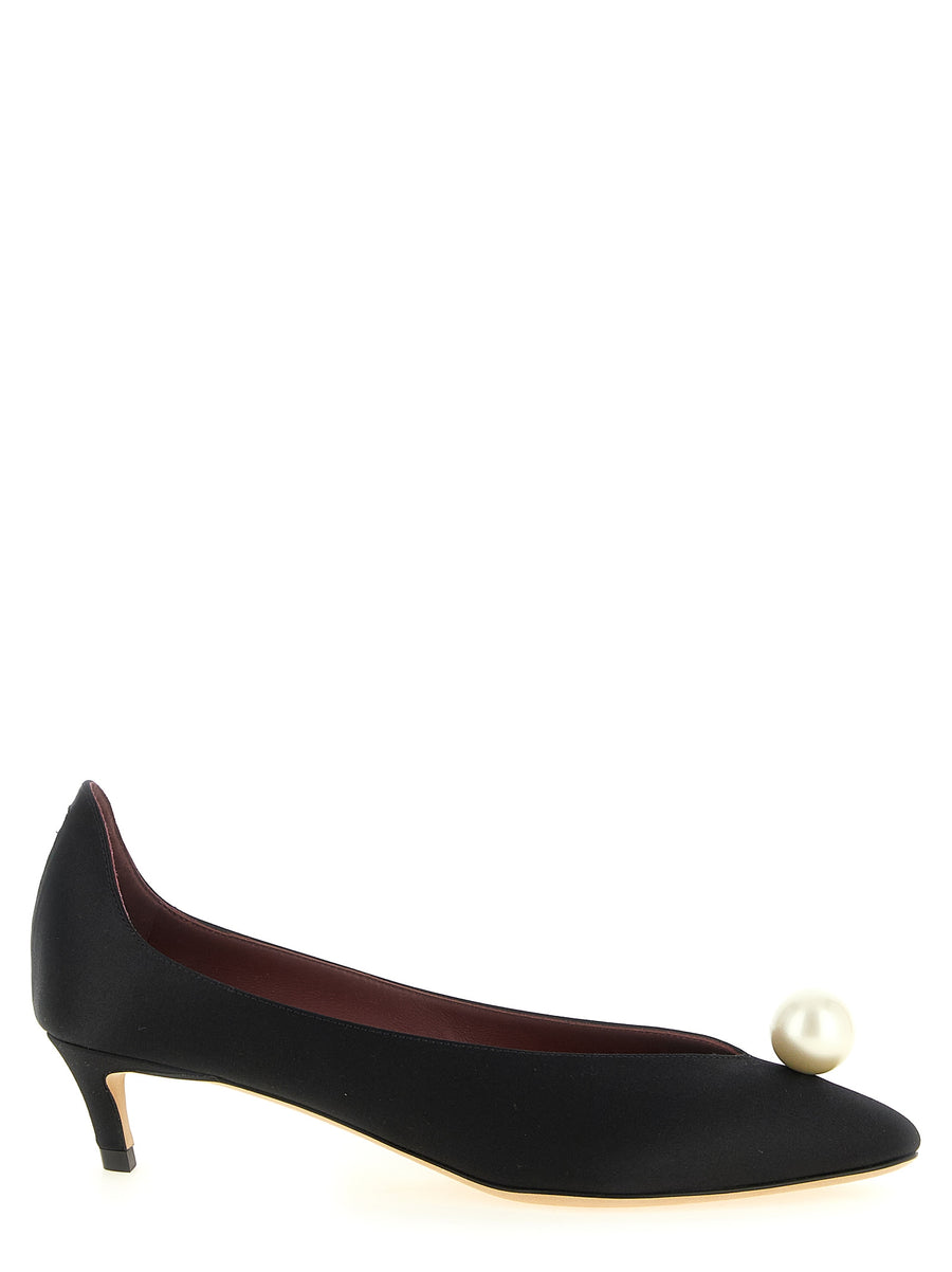 Black Viscose Mid Heel Pumps