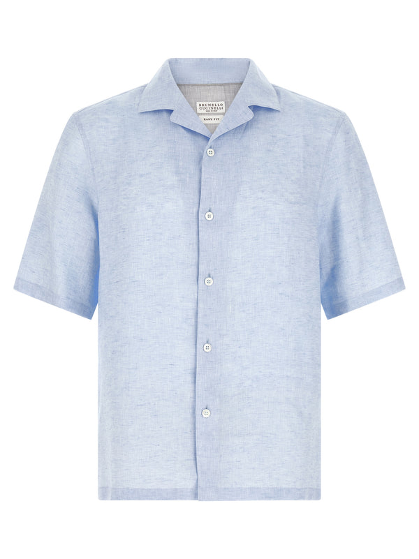 Brunello Cucinelli 100% linen shirt in blue