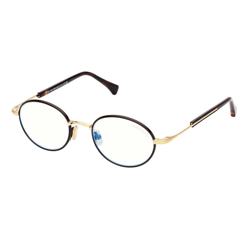 Tom Ford Metal and acetate frame with blue-light blocking lenses eyeglasses in brown
