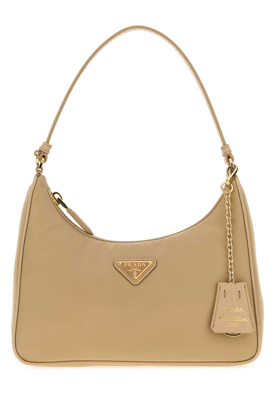 Beige Re-Nylon Prada Re-Edition 2005 Shoulder Bag Cammello 1 + Oro Beauty