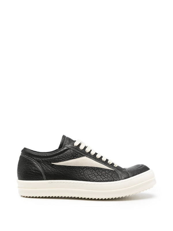 Rick Owens Leather upper with rubber sole sneaker in black