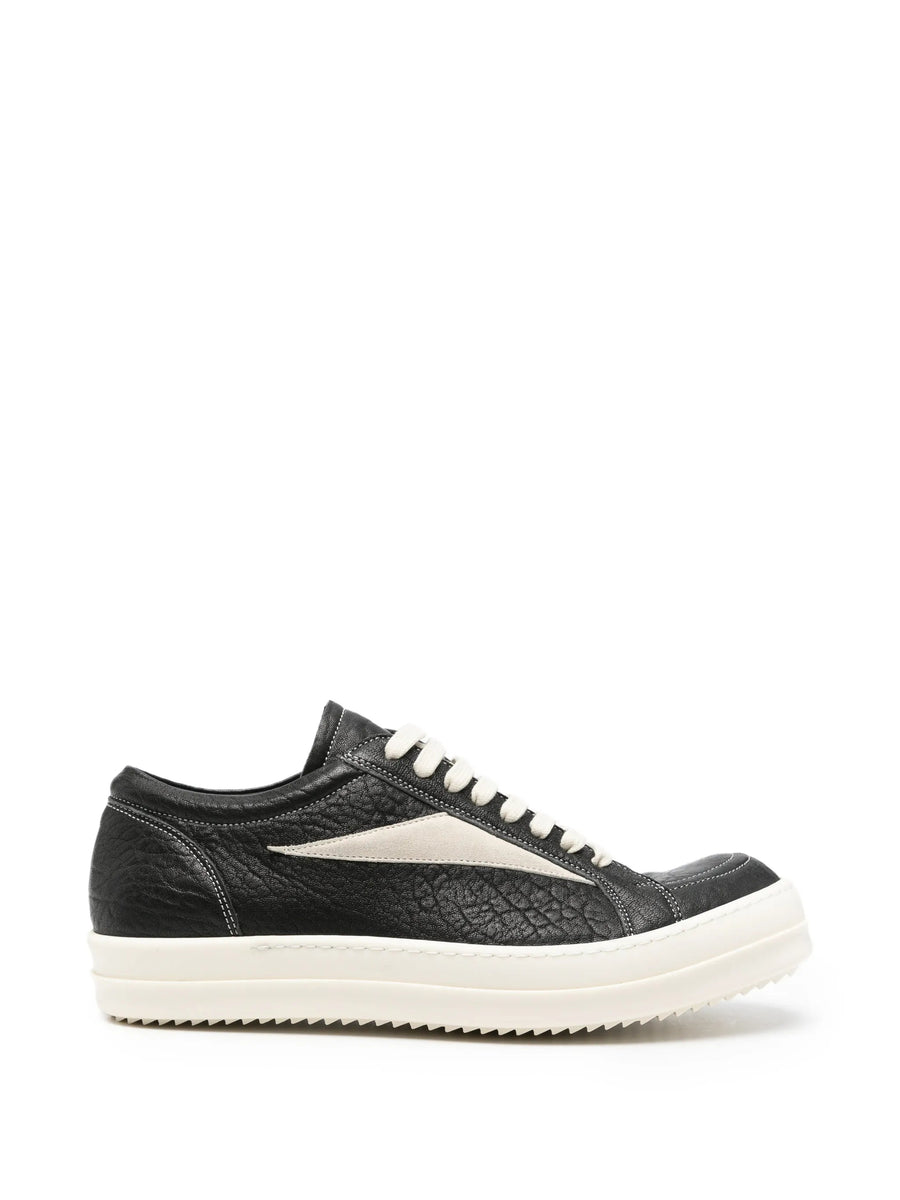 Rick Owens Leather upper with rubber sole sneaker in black