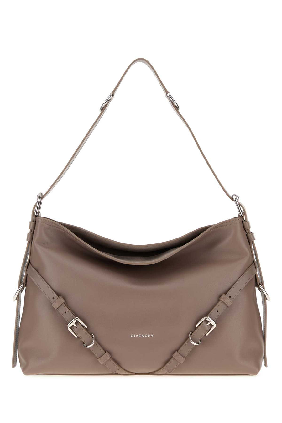 Dove Grey Leather Medium Voyou Shoulder Bag Taupe Borse A Mano