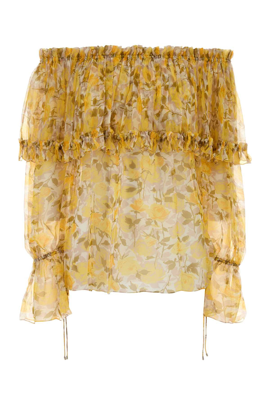 Printed Crepe Blouse Whiteyellow1 Exterior: Silk Maglie