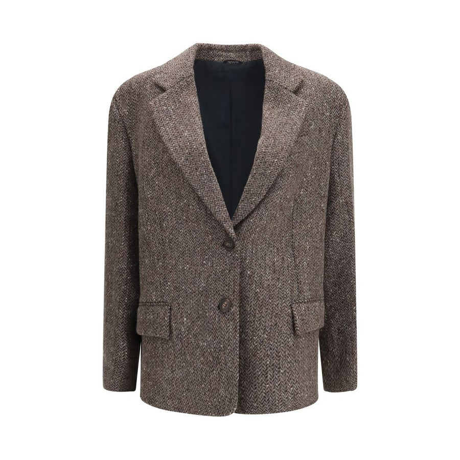 Brown Wool Oves Aries Biker Jacket Clothing