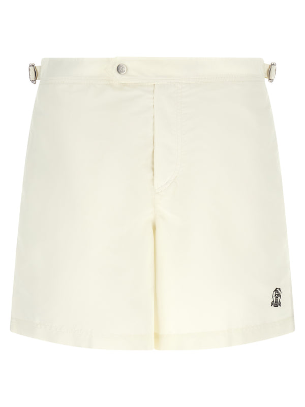 Brunello Cucinelli 100% polyester swim shorts in beige