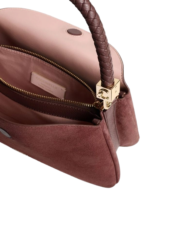 Coccinelle Top Handle Bag Berry Bovine Split Suede Leather / Top-handle-bags