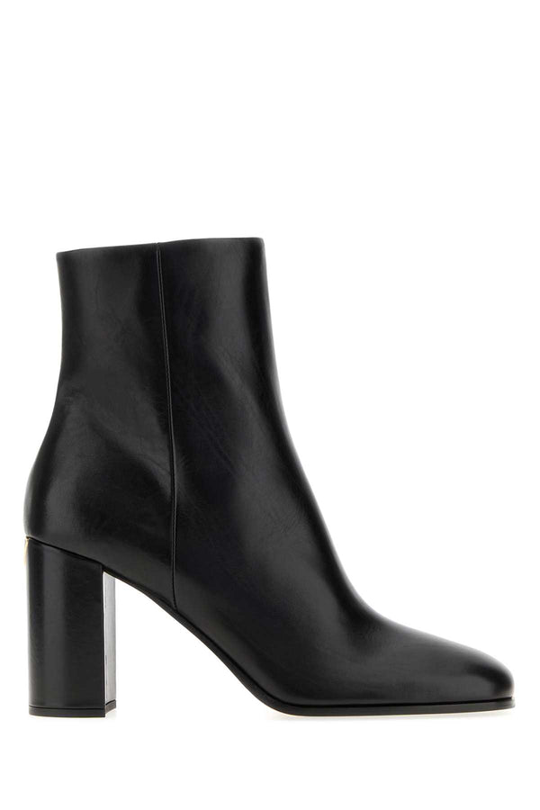 Black Leather Ankle Boots Nero Stivali
