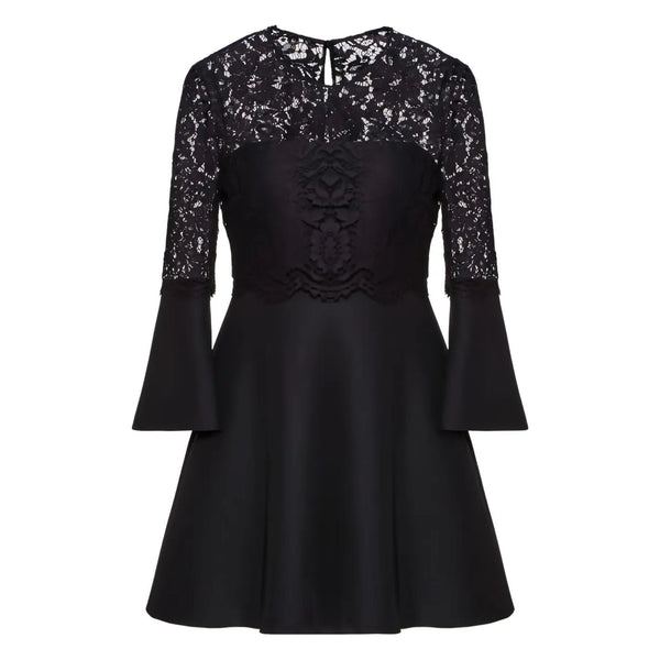 Valentino Lace and smooth fabric dress in black