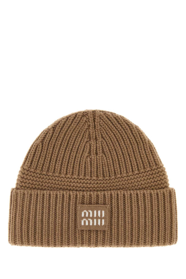 Camel Wool Blend Beanie Hat Cammello Exterior: Cashmere Cappelli E Fasce Per Capelli