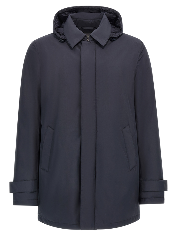 Blue Polyester Parka Clothing