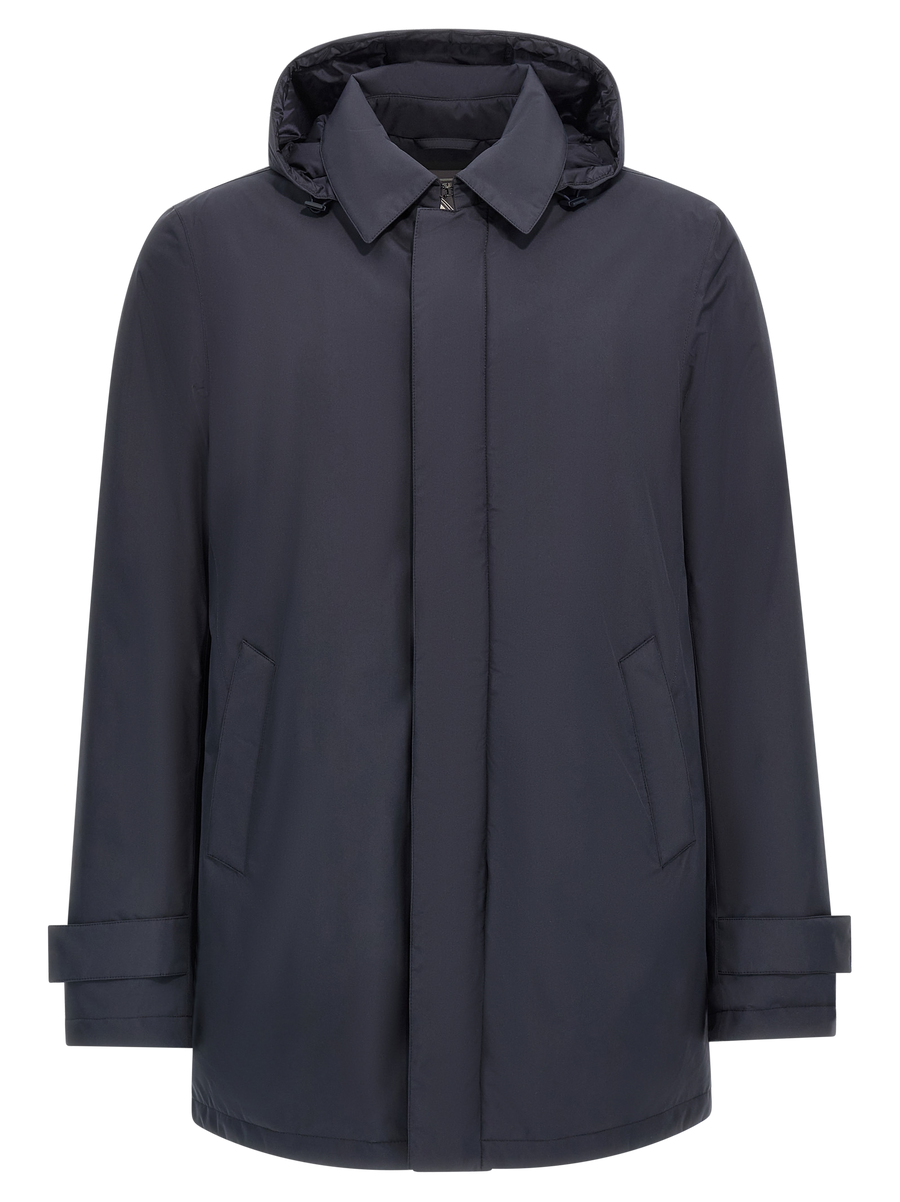 Blue Polyester Parka Clothing