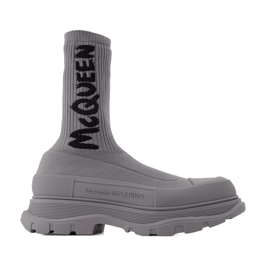 Alexander McQueen Knit textile upper boot in gray