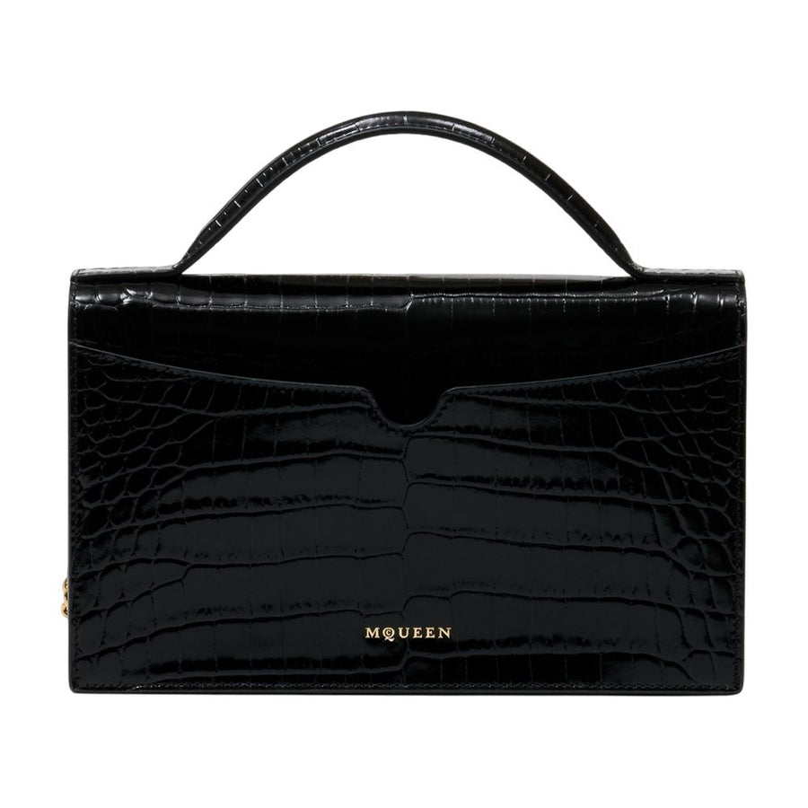 Alexander McQueen Calfskin top handle bag in black