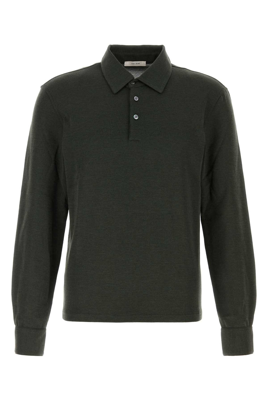 Dark Green Knit Reyes Polo Shirt Darkmilitarygreen Exterior: Wool Silk T-shirt
