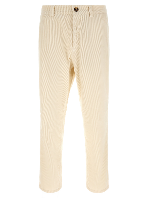 Beige Cotton Casual Pants