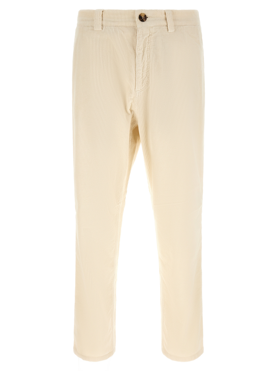 Beige Cotton Casual Pants