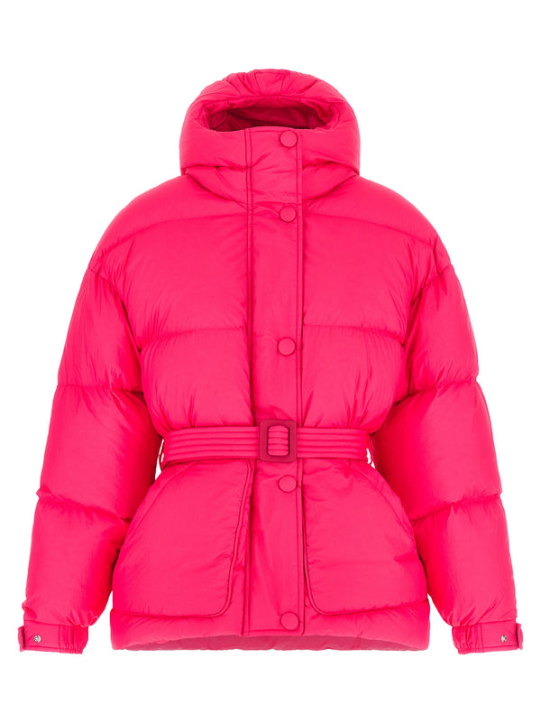 Fuchsia Nylon Full-Length Jacket Clothing