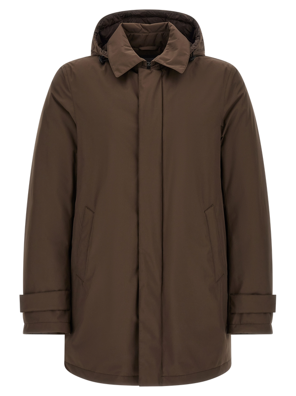 Brown Polyester Parka Clothing