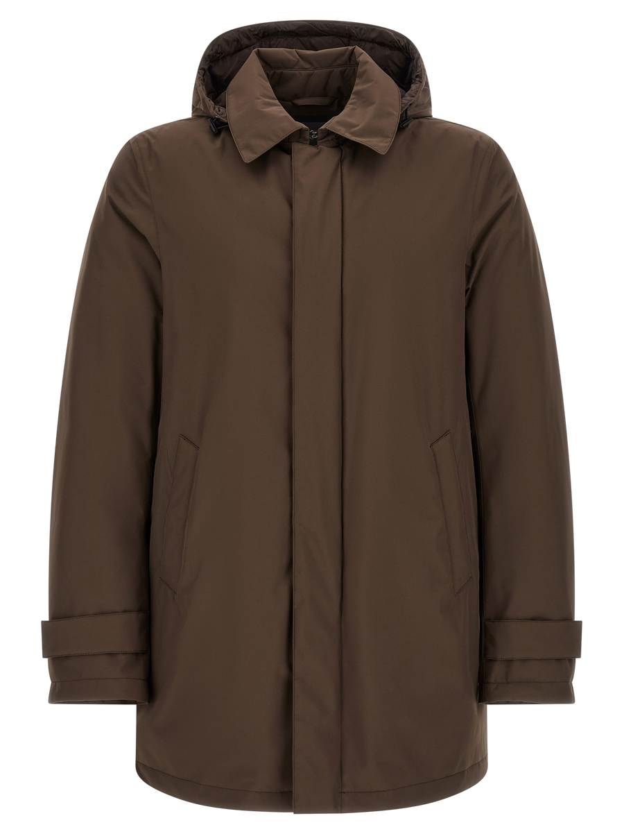 Brown Polyester Parka Clothing